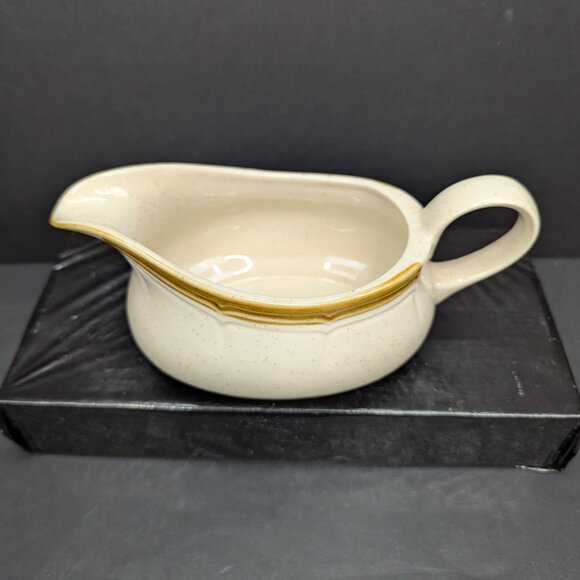Crown Manor Handpainted Stoneware Desert Winds Pattern Brown Gravy Boat - Picture 2 of 7